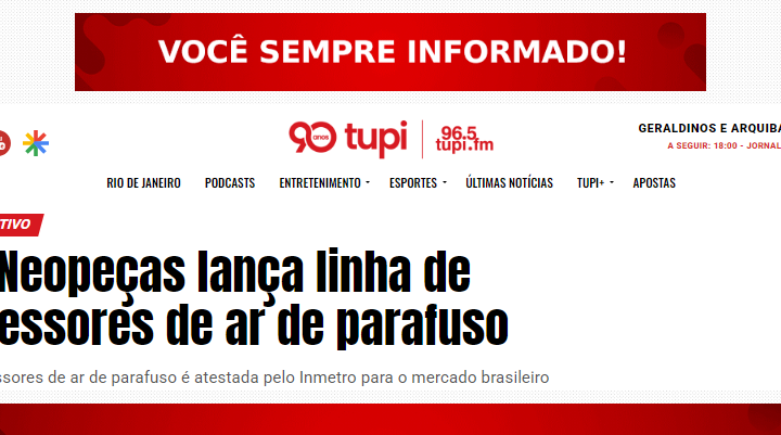 Veja a participação da Neopeças no site da Rádio Tupi